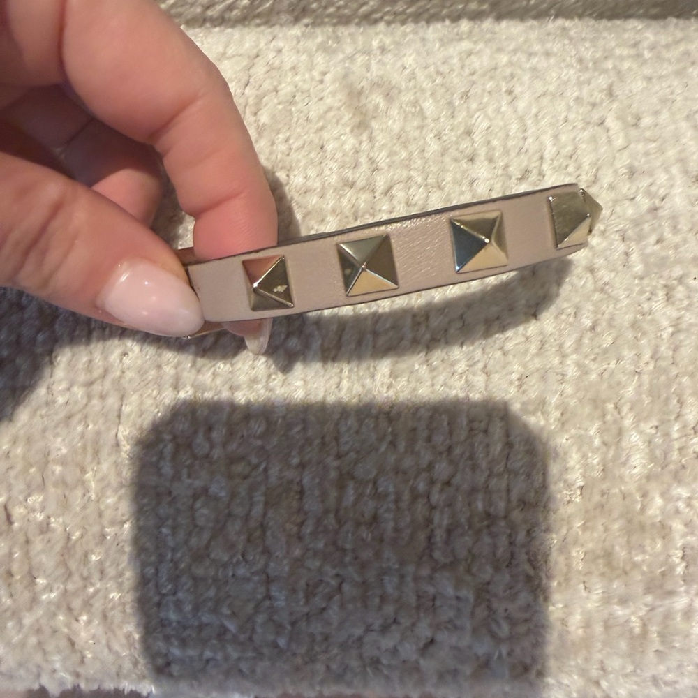 Valentino Garavani Beige Bracelet with Gold Studs